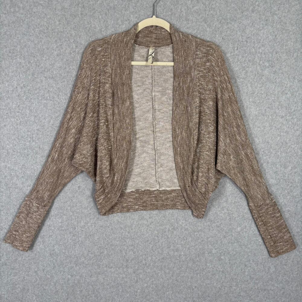 Promesa Cardigan Sweater Womens Medium Metallic Open Marled Grandpa Neutral Thin